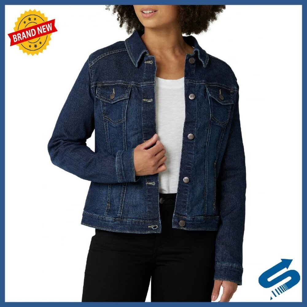 Classic Fit Denim Jacket with Stretch Polyester Blend, Functional Pockets